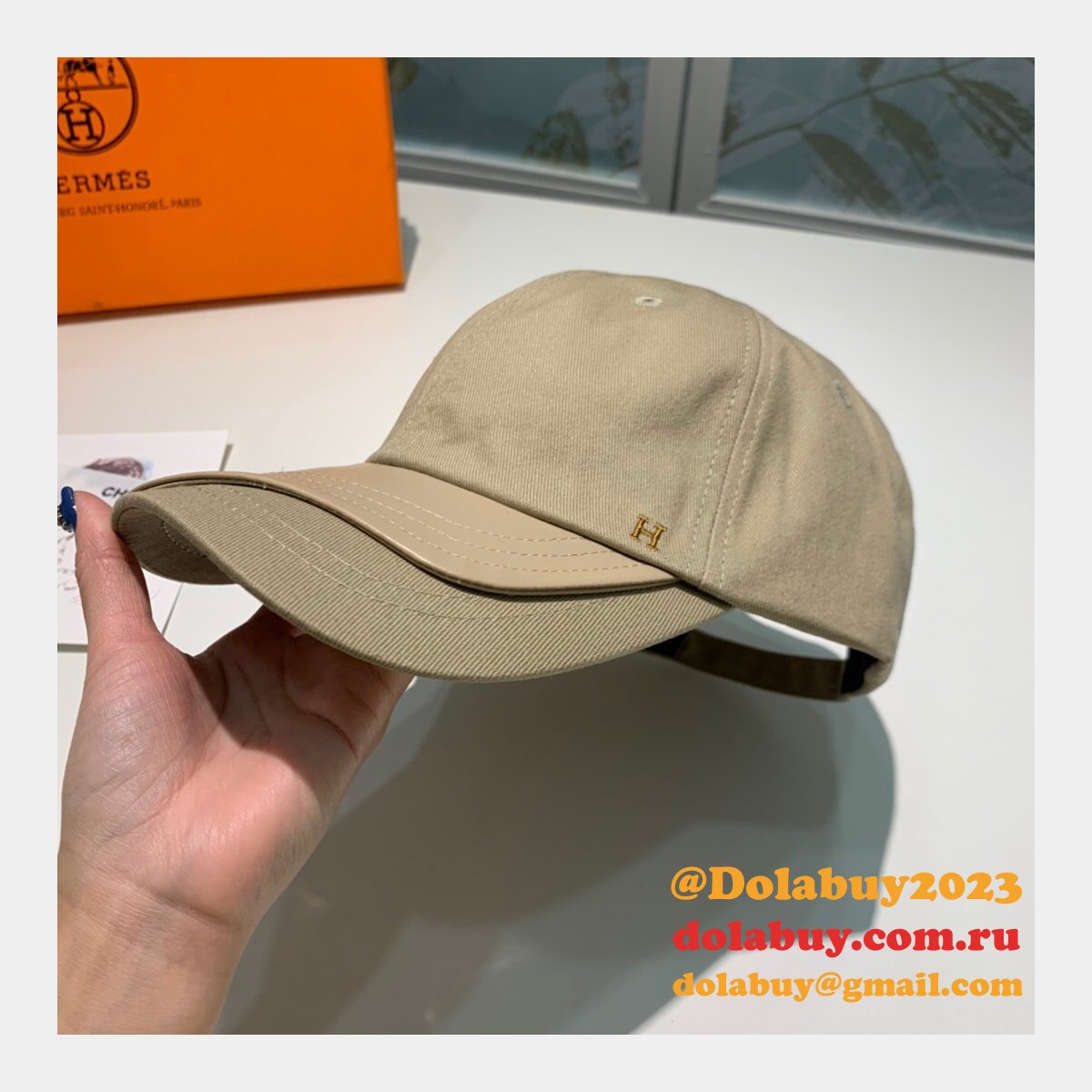 Hermes High Quality Canvas fabric Peaked cap