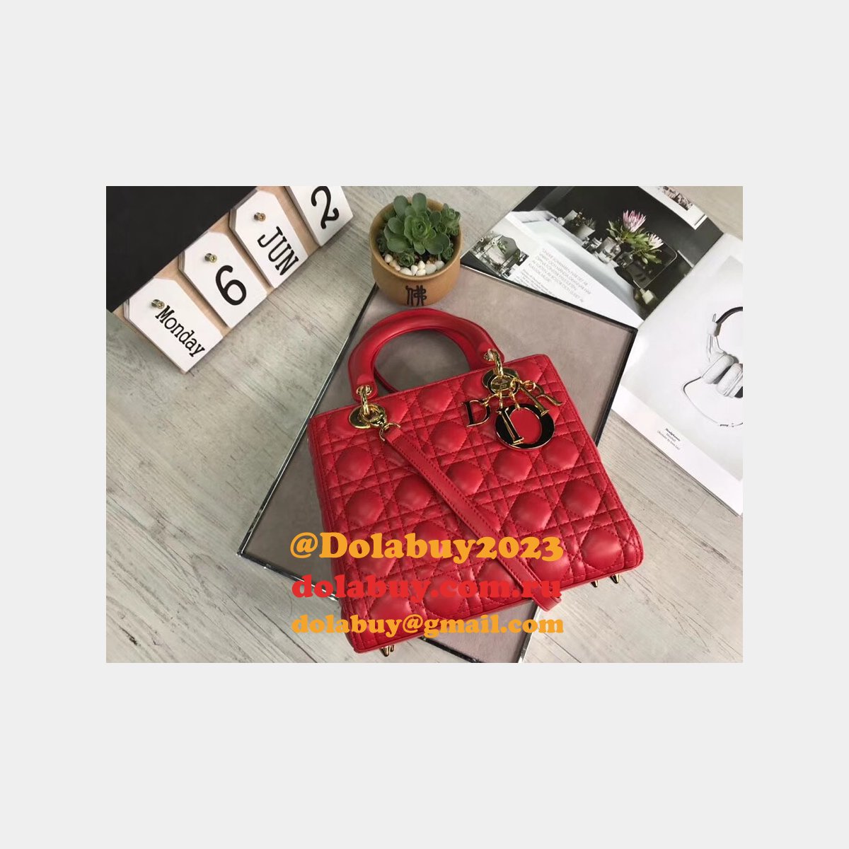 Fashion Christian Dior Lady Dior Top Quality 24CM Fake Bag