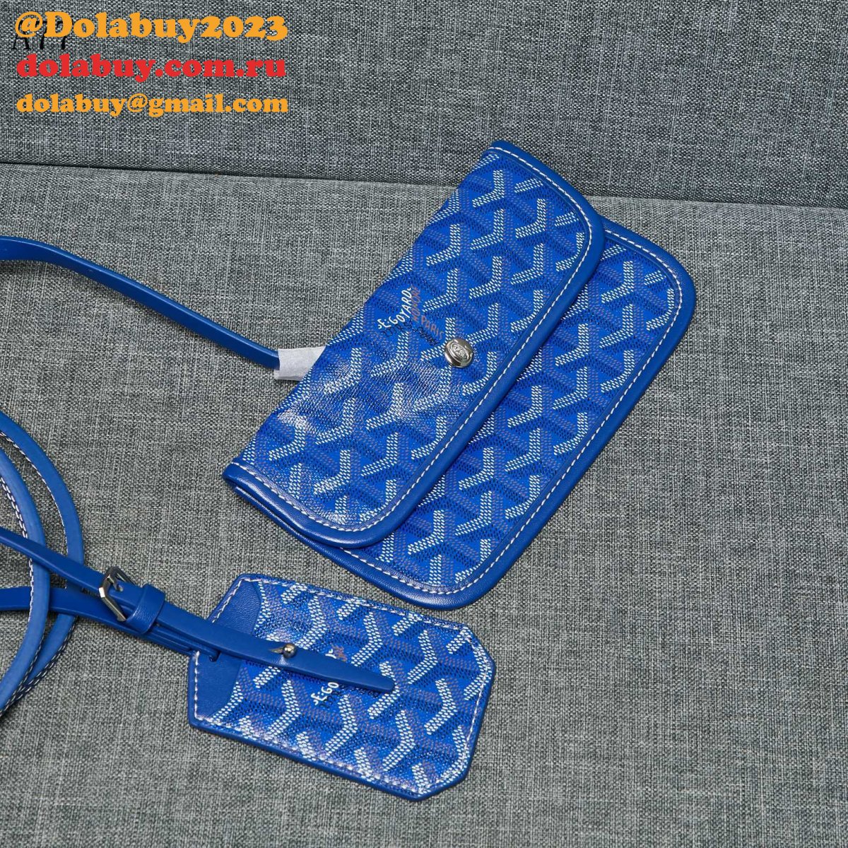 AAA+ Goyard Classic Chevron St. Louis PM Totes Blue Bags