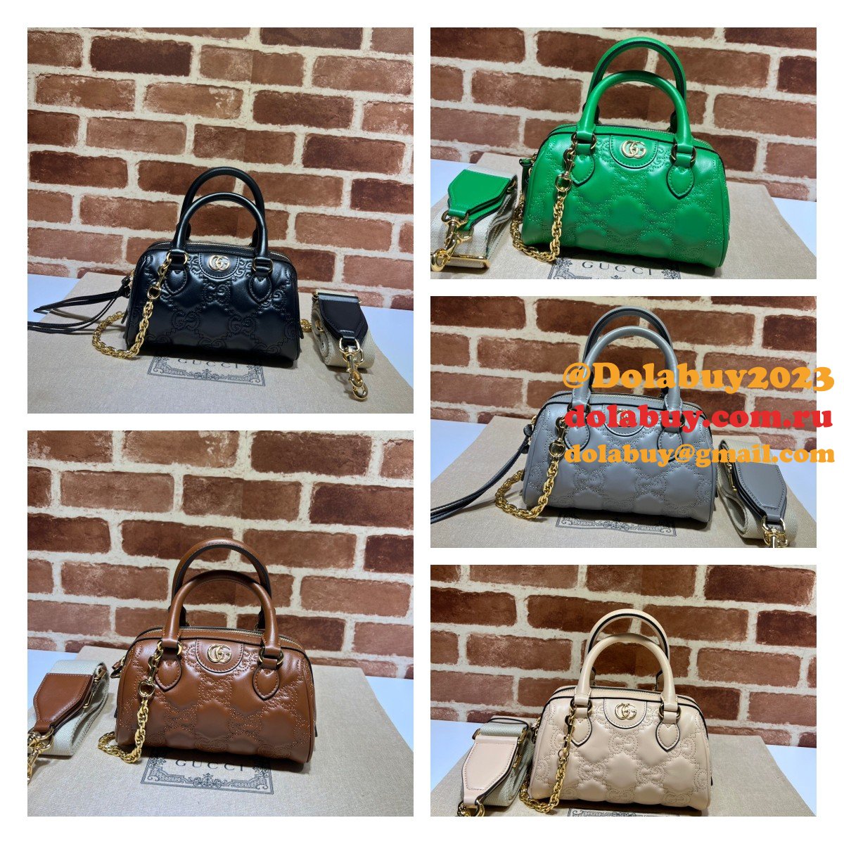Gucci Best Perfect GG matelassé leather top handle 702251 Replica bag