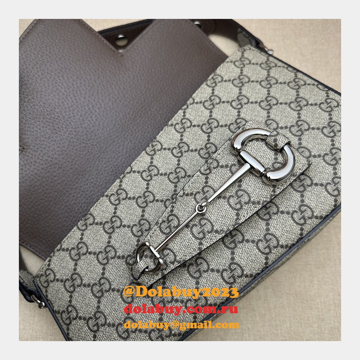 perfect G*u*i replica horsebit 764155 7 star 1955 shoulder beige bag