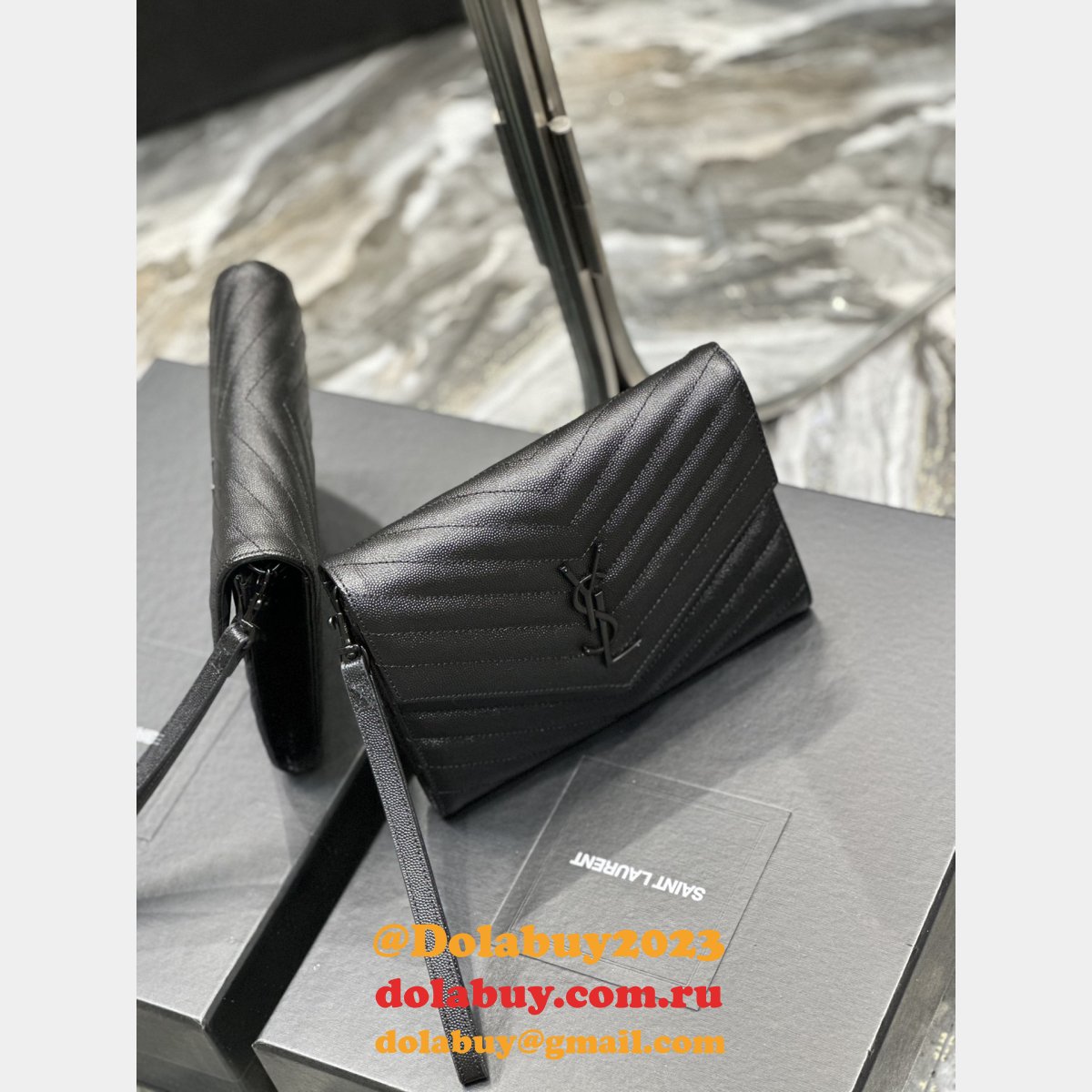 Monogram YSL 617662 Cassander Matelasse Flap Pouch Replica Bag