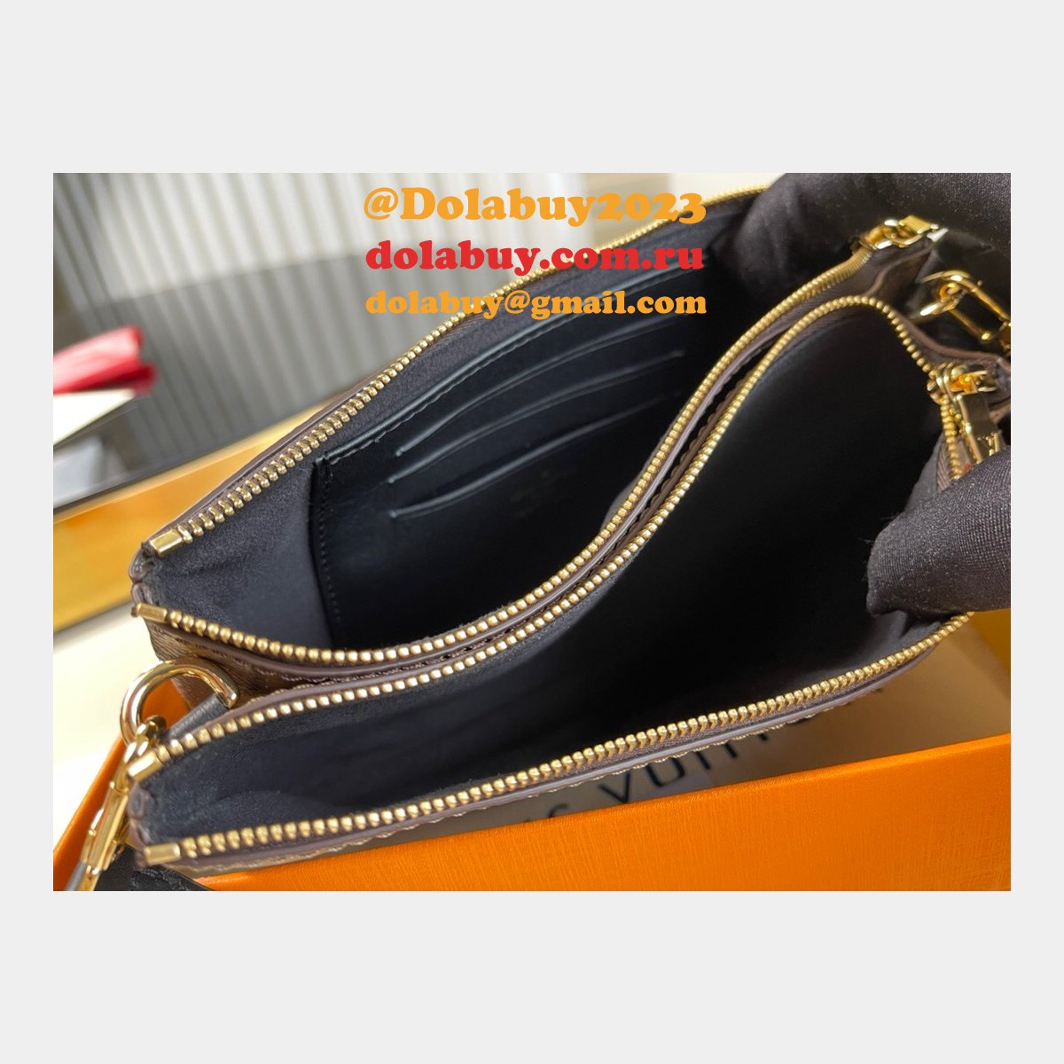 Louis Vuitton Replica Double Zip Pochette Monogram M69203 Brown