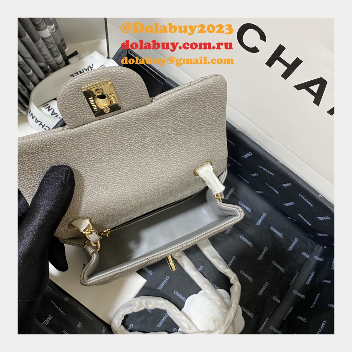 Perfect CC 17CM Classic Flap Caviar Leather Bag