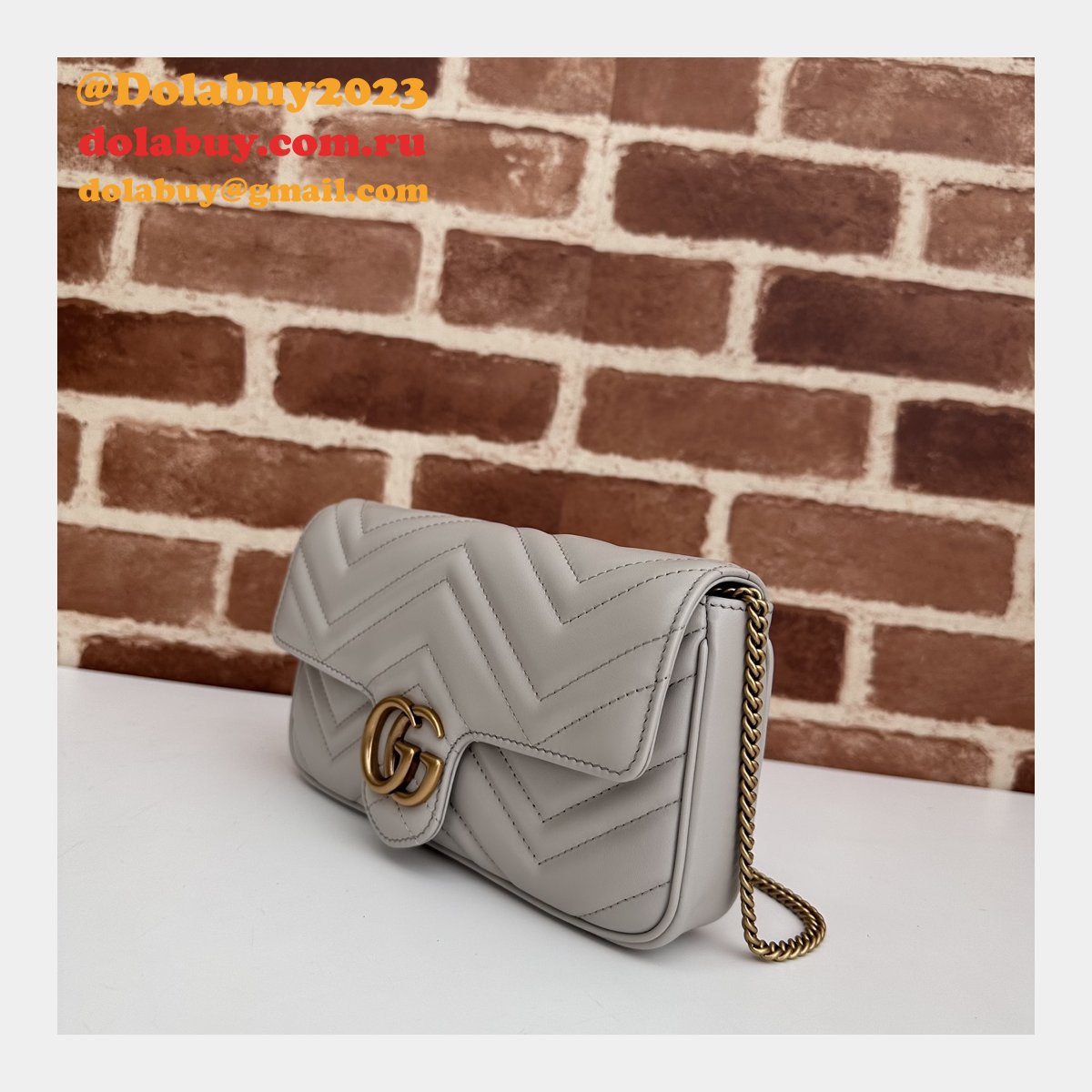 designer crossbody G*u*i copy 751526 gg marmont light-grey bag