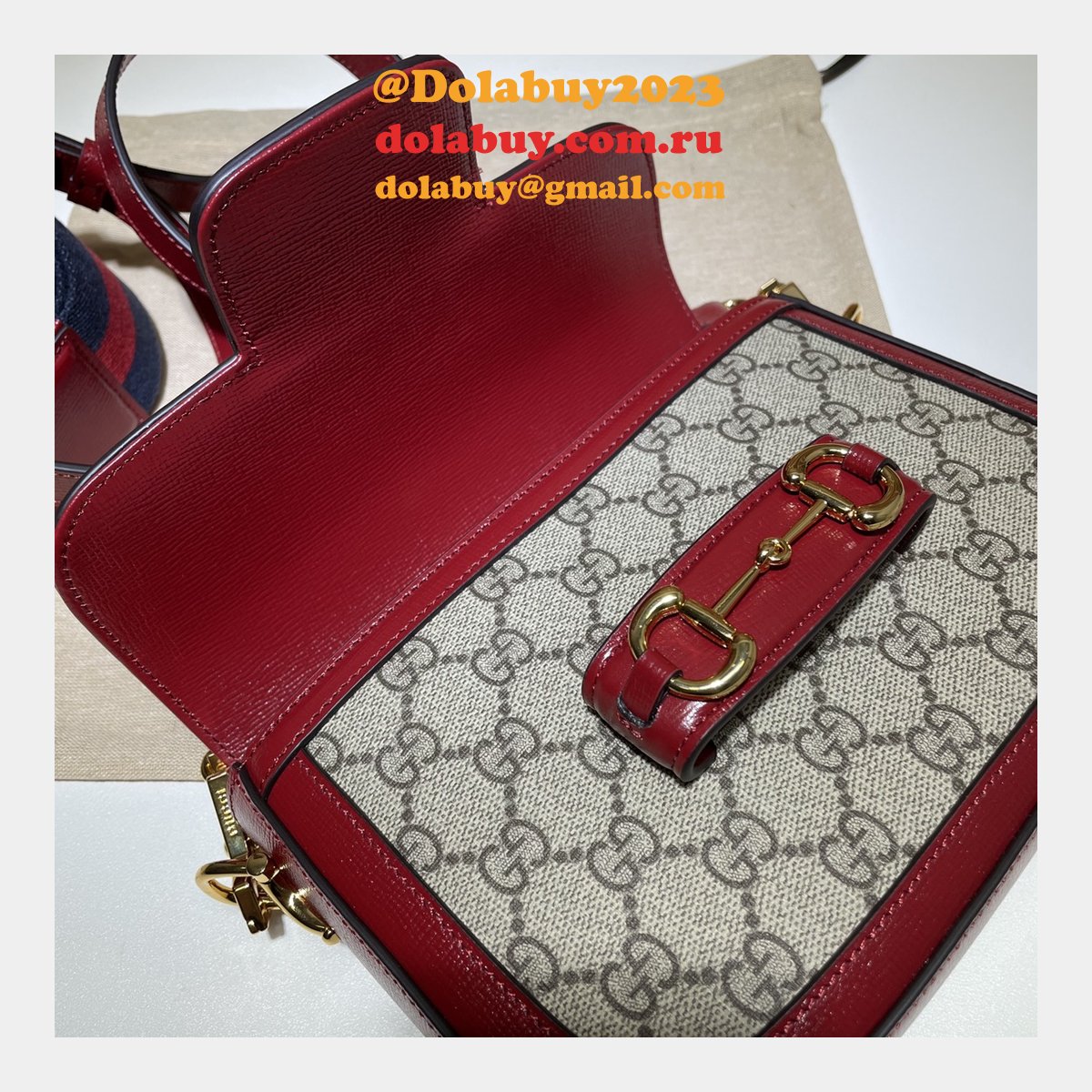 luxury G*u*i horsebit 1955 shoulder 658574 red bags for women