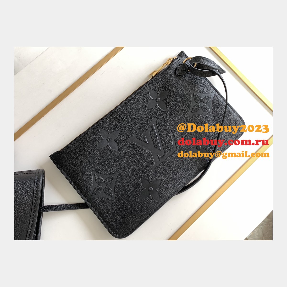 Louis Vuitton M45685 Replica Neverfull MM Monogram Empreinte Leather Black