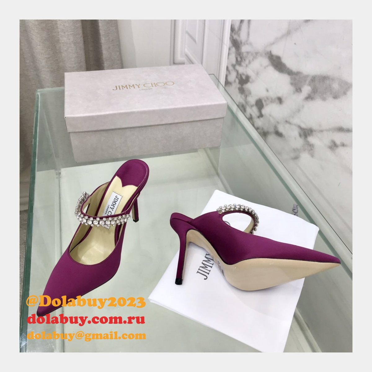 Bing 100 Embellished Satin High Heel Mules Fake Jimmy Choo Shoes