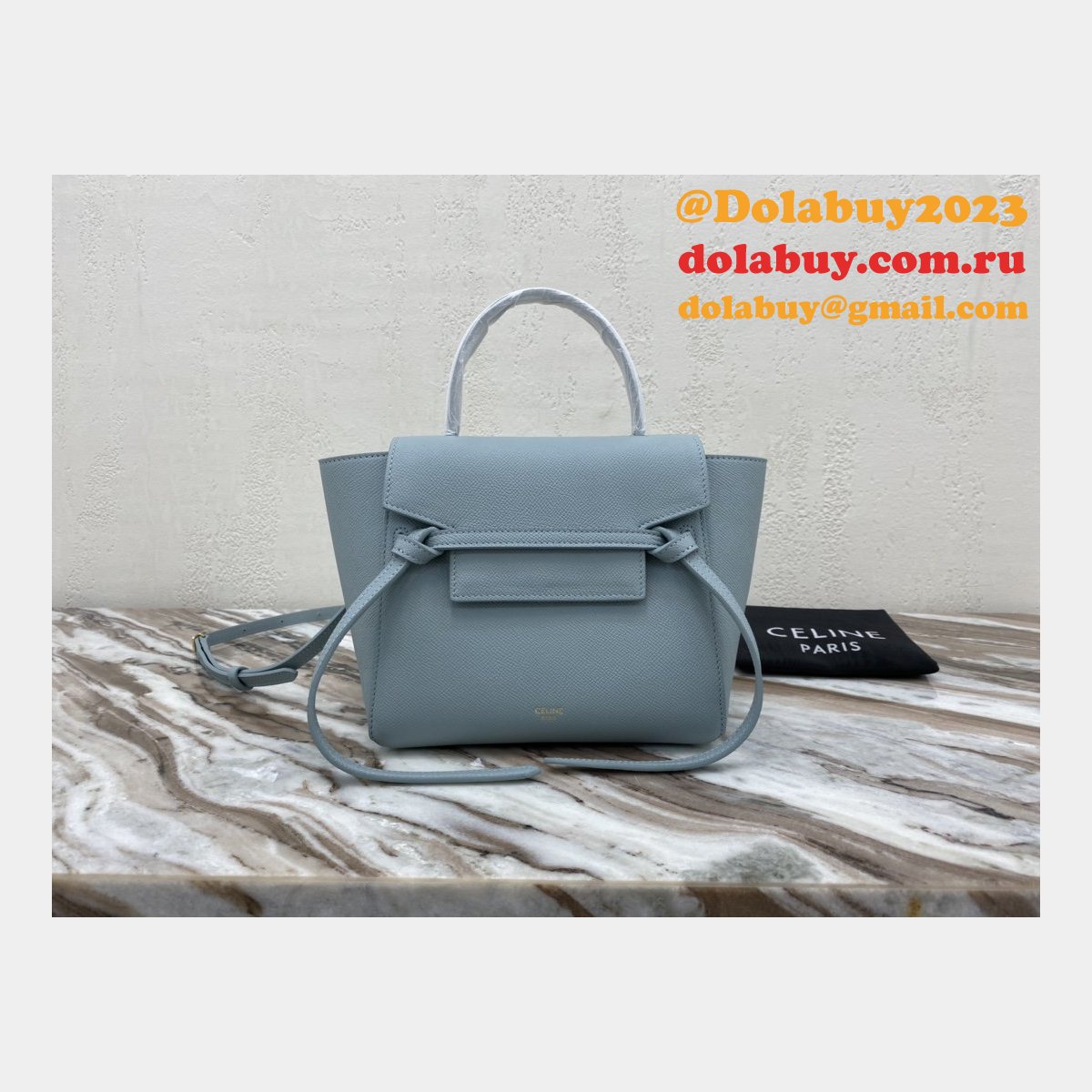 Celine Replica Grained Calfskin Nano Belt Bag Blue