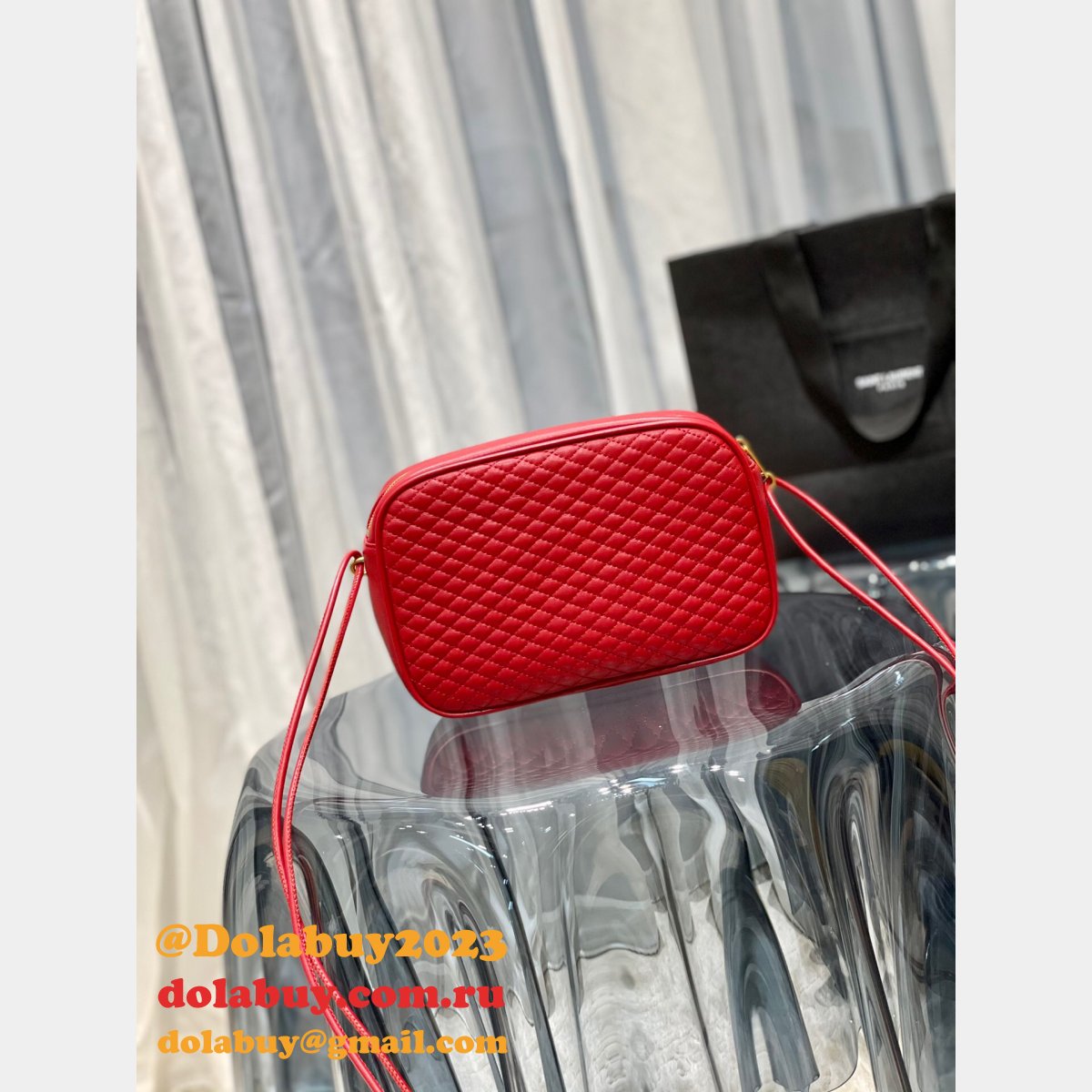 Replica YSL 64899 Red/White/Black Victoire camera bag High Quality