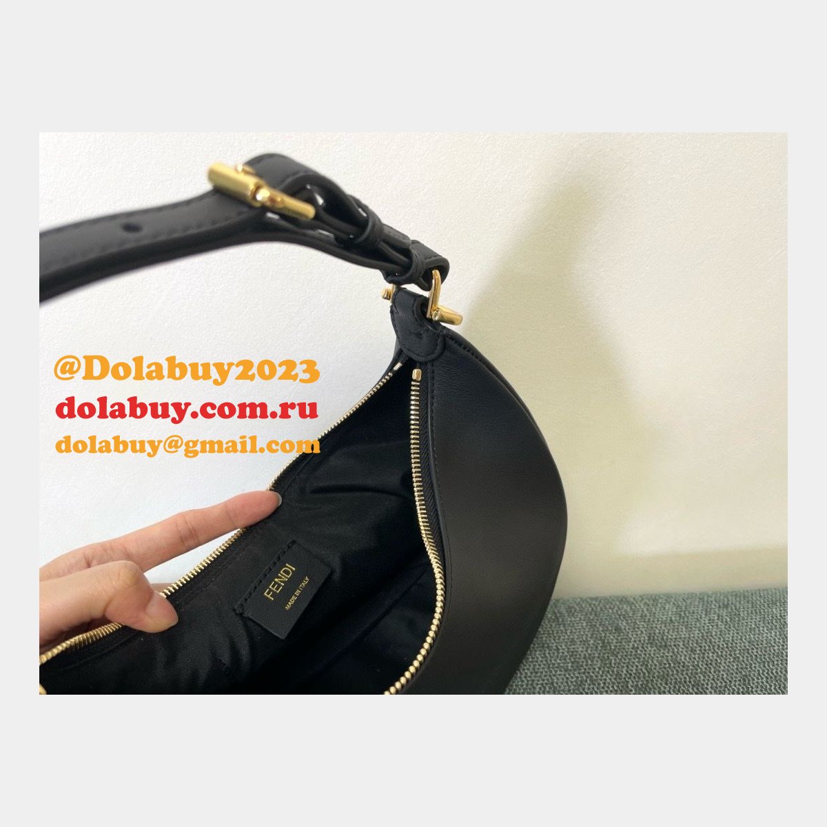 best F**di F**digraphy leather shoulder hobo bag