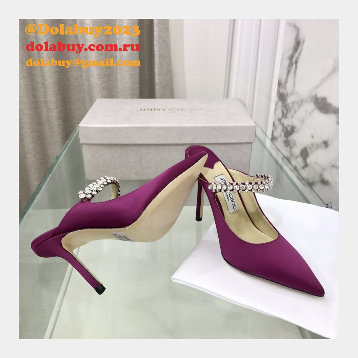 Bing 100 Embellished Satin High Heel Mules Fake Jimmy Choo Shoes