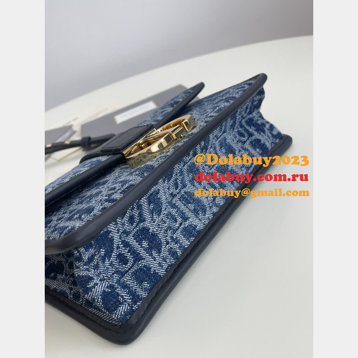 Luxury Christian Dior 9207 30 Montaigne East-West Denim Inspired Oblique Bag