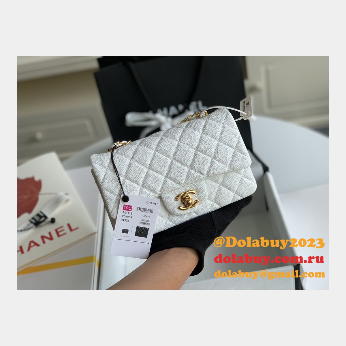 Top Quality CC Caviar Leather Flap Bag 1116 20CM