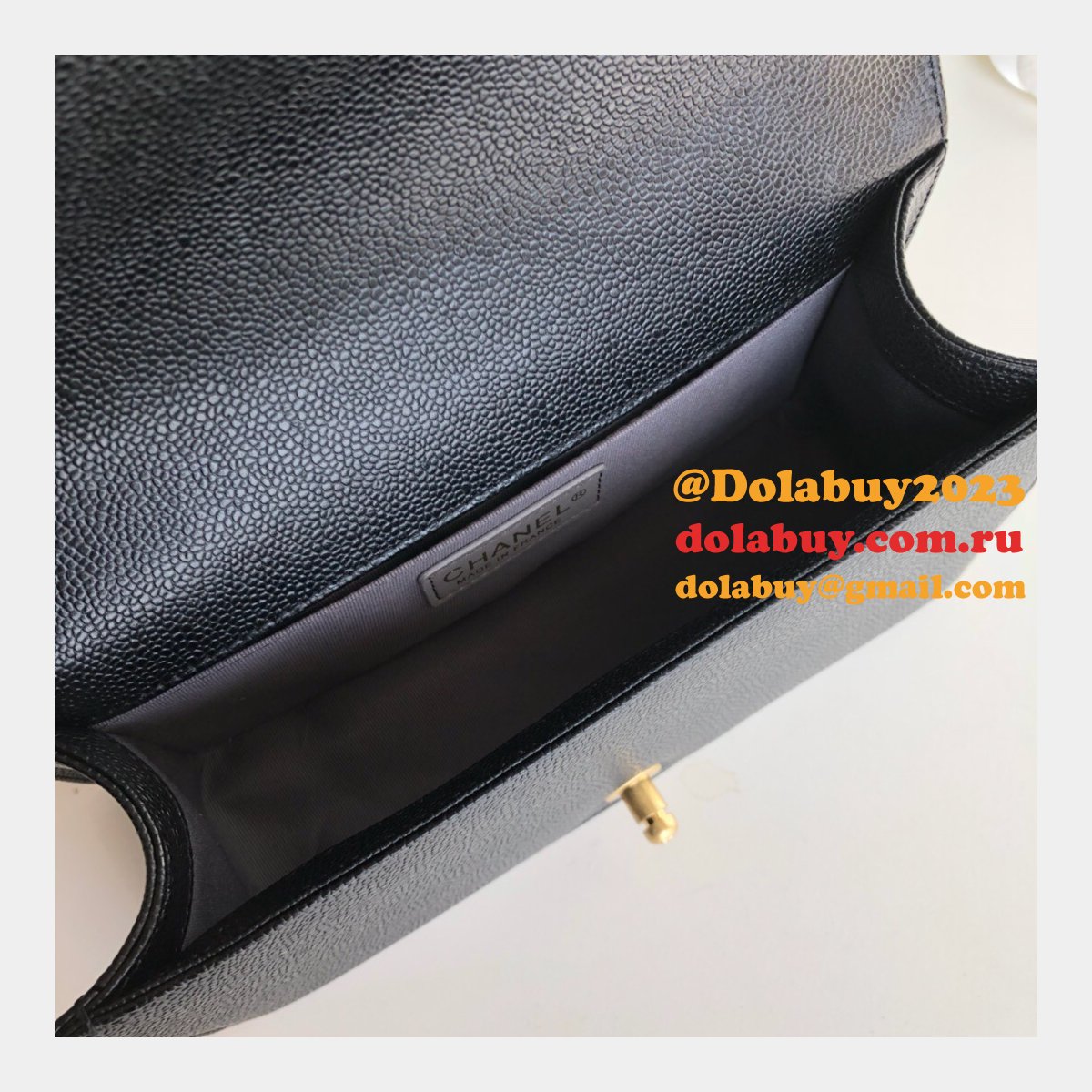 AAA+ CC Le Boy  Luxury Replica Black Bags Caviar 25cm