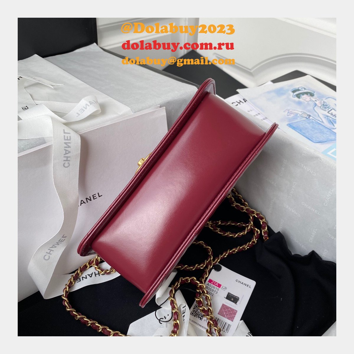 Designer Replica Calfskin & Gold-Tone Metal White Mini Flap AS2615 Bag