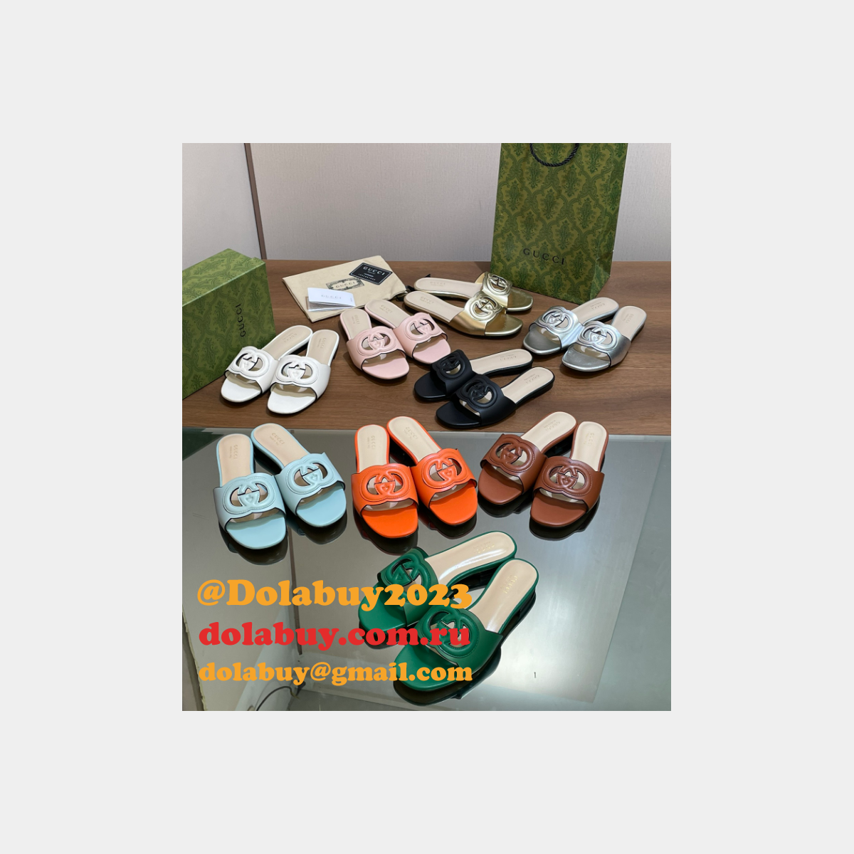 Top Quality WOMEN''S INTERLOCKING G CUT-OUT SANDAL FLAT