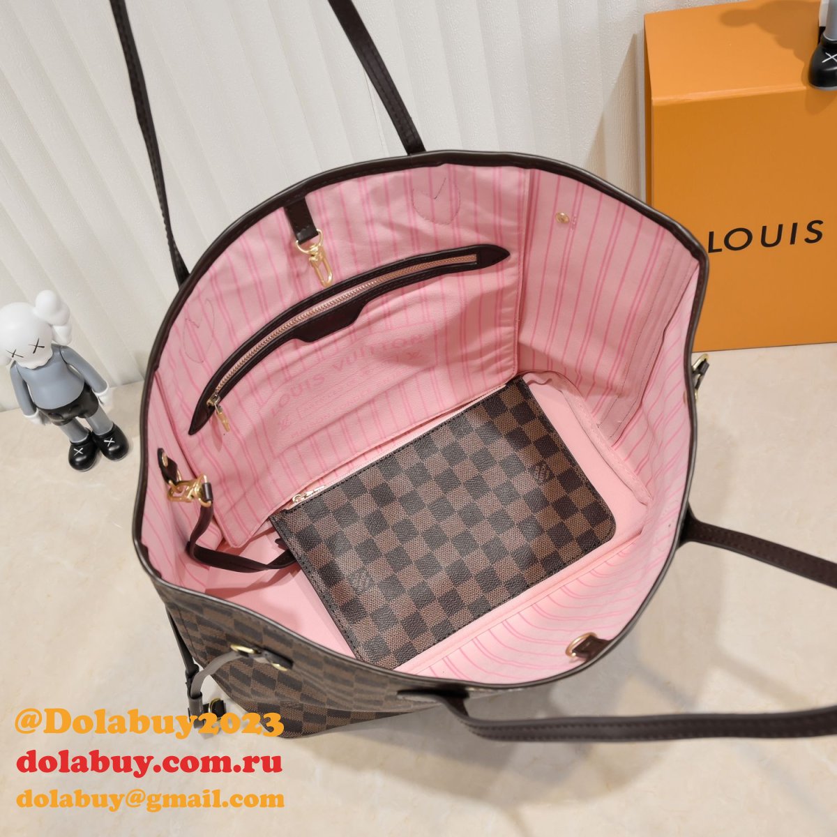 Louis Vuitton Damier Canvas Neverfull MM Bags 32CM Pink N40598