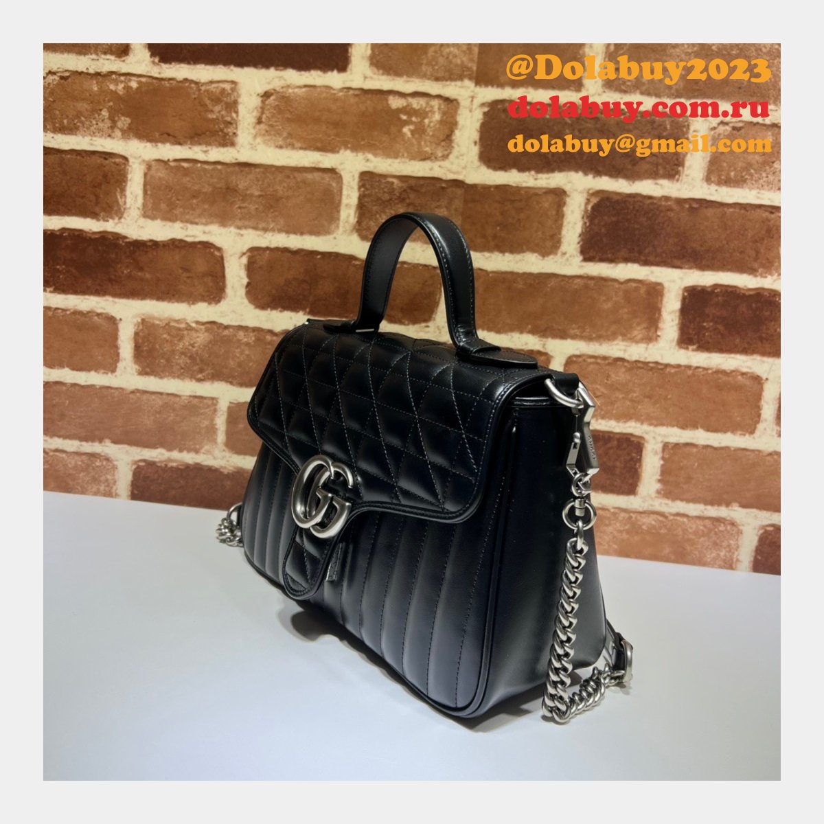 designer replica G*u*i replicas gg marmont small top handle 498110 bag