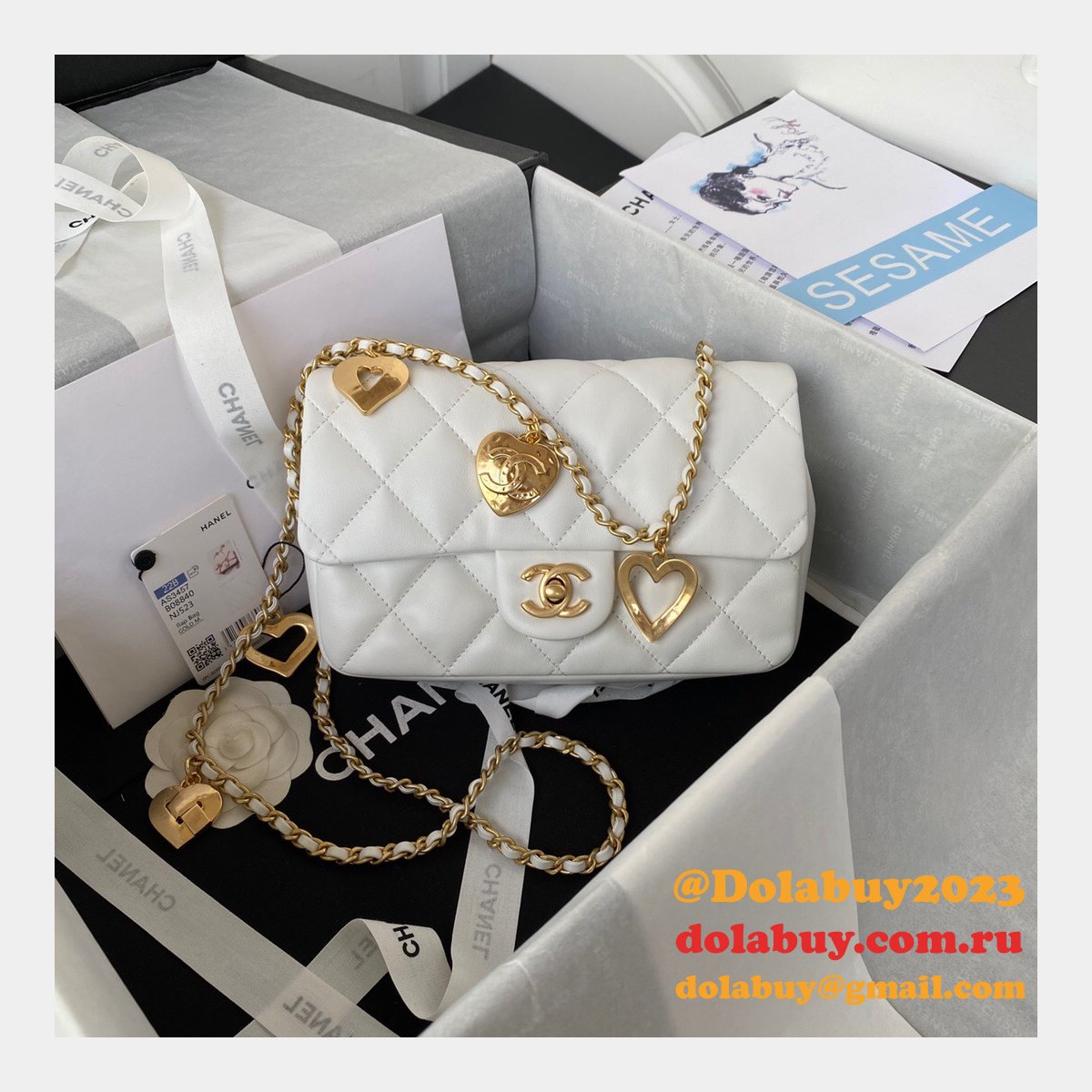 Wholesale Flap Fake AS3456 Bag Lambskin Gold-Tone Metal