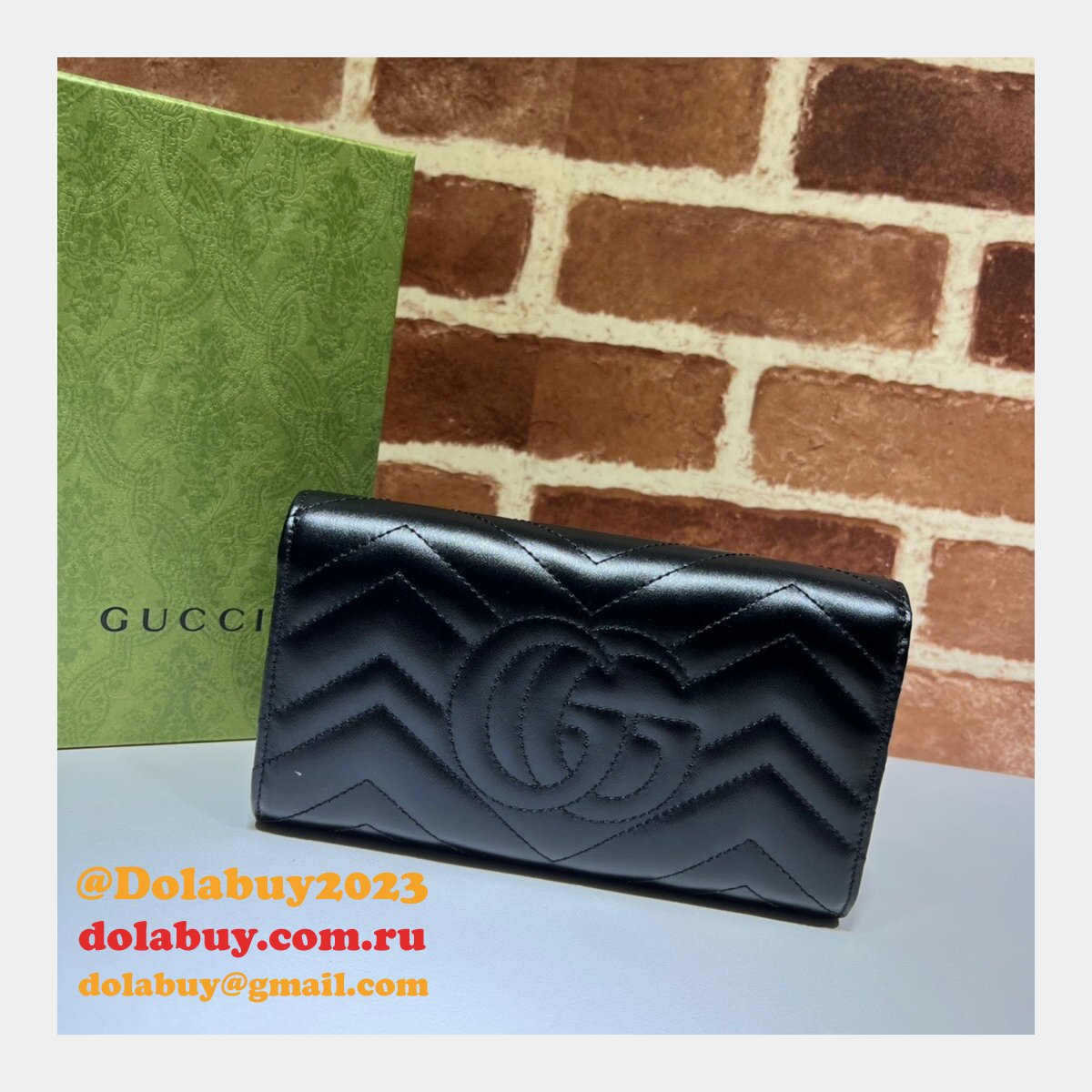 G*u*i high quality designer replica gg marmont continental wallet 443436 bag