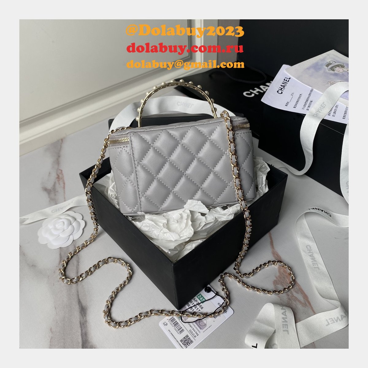 Best AP3956 Vanity Shoulder 1:1 Mirror Luxury Fake Bags