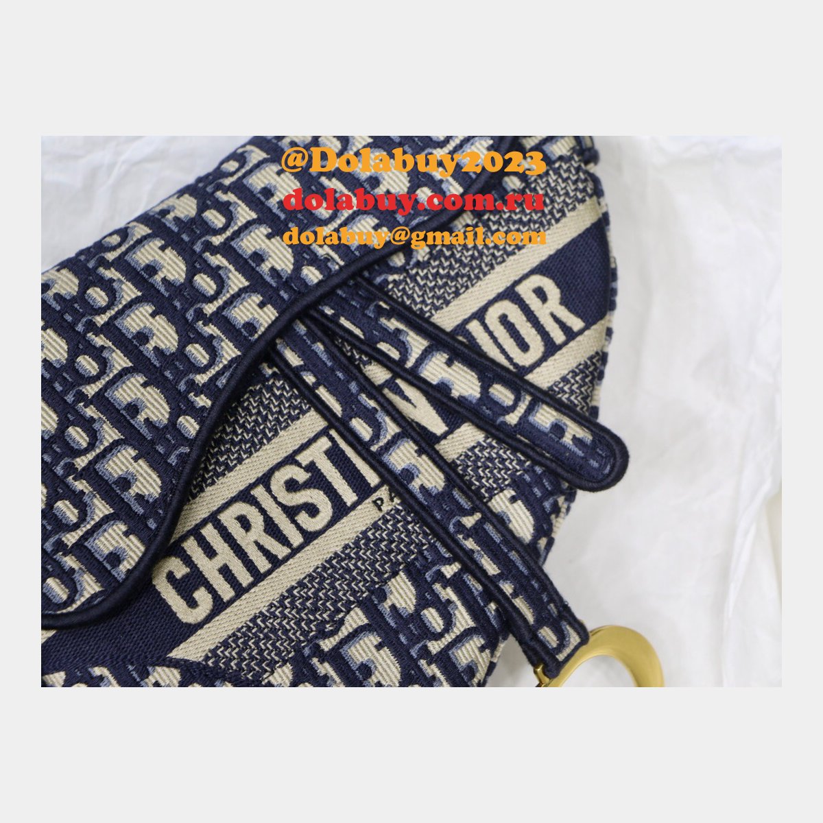 Replica Saddle Bag Blue Dior Oblique Jacquard