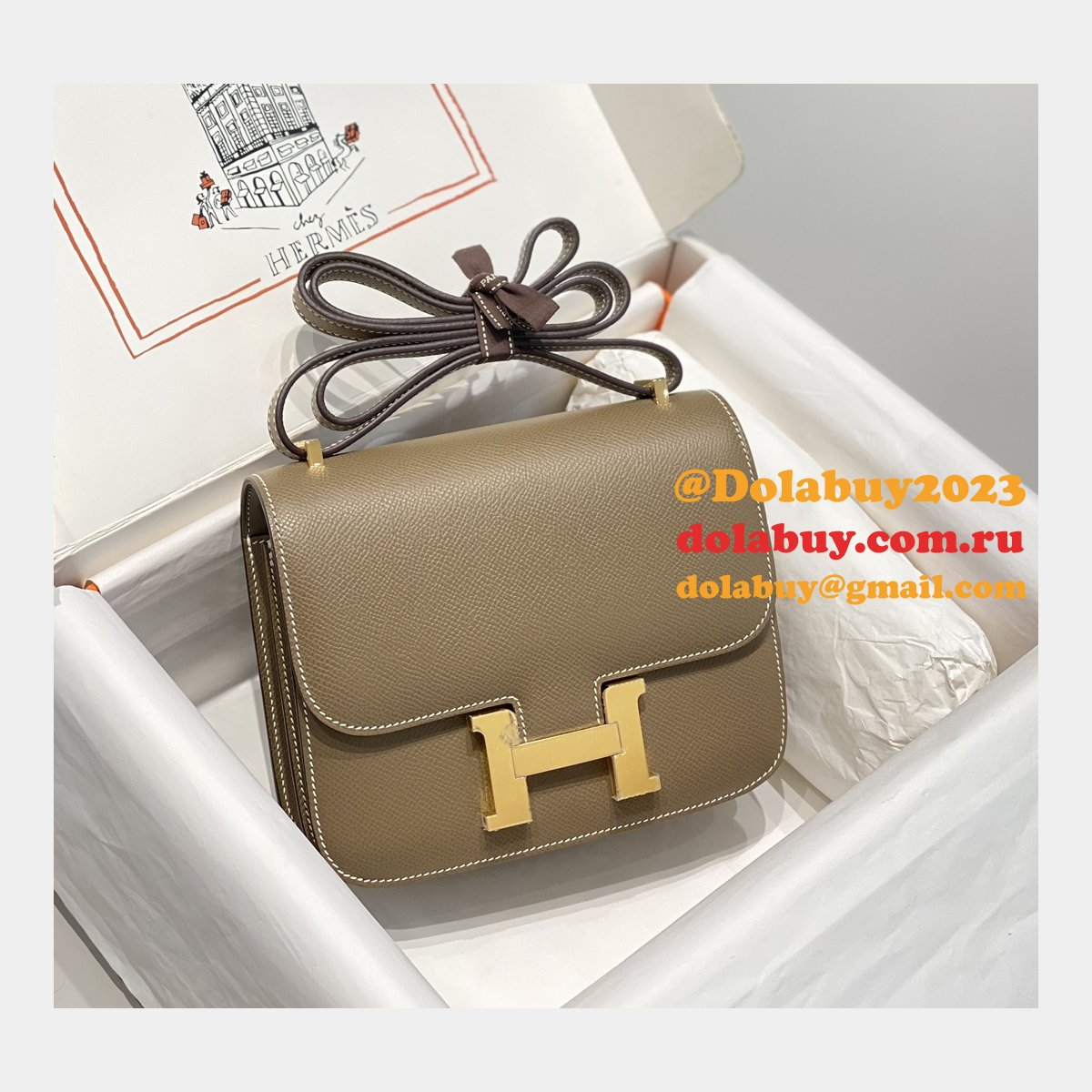 Hermes Constance Bag 18cm Epsom Leather Elephant grey