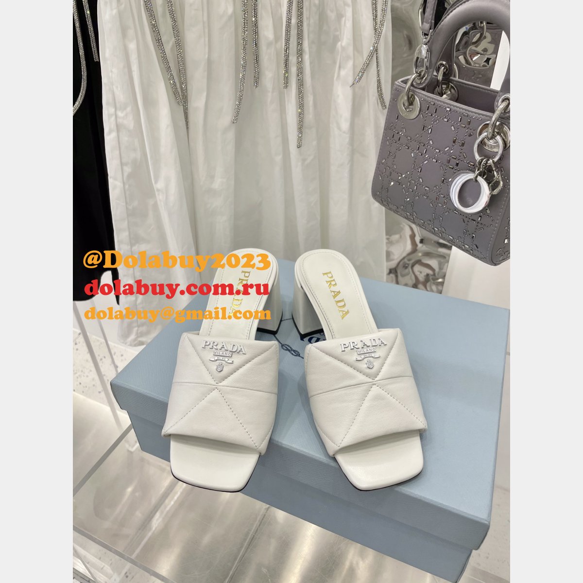 Replica Prada Quilted Leather Mules