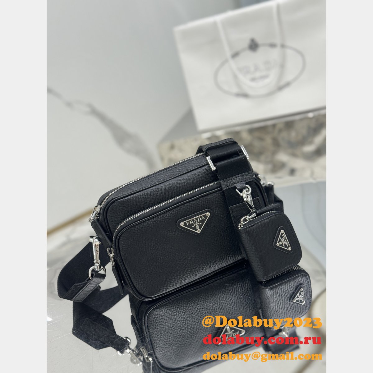 Best Replica Prada Saffiano men Camera bag