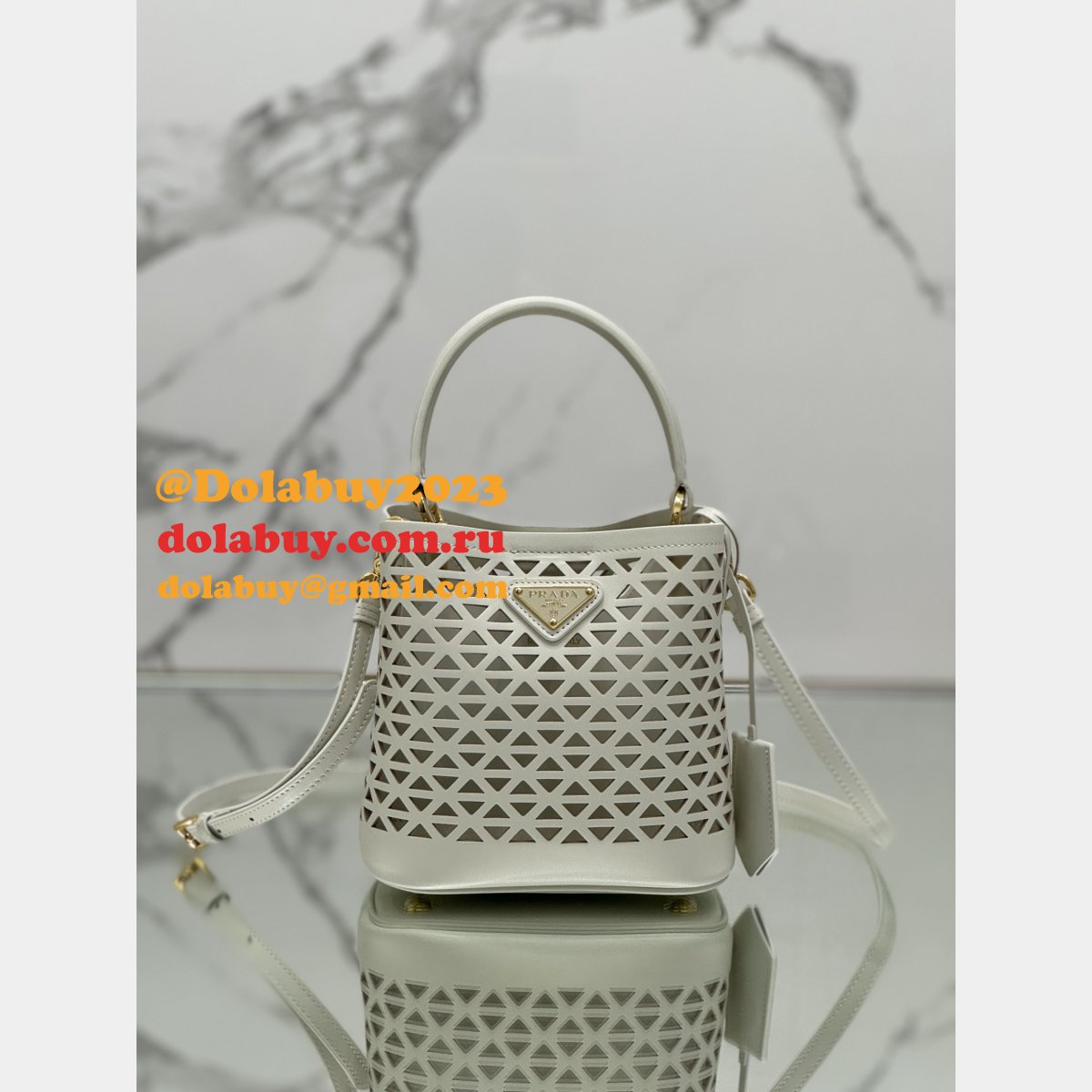 Luxury Prada Saffiano hollow basket women bag