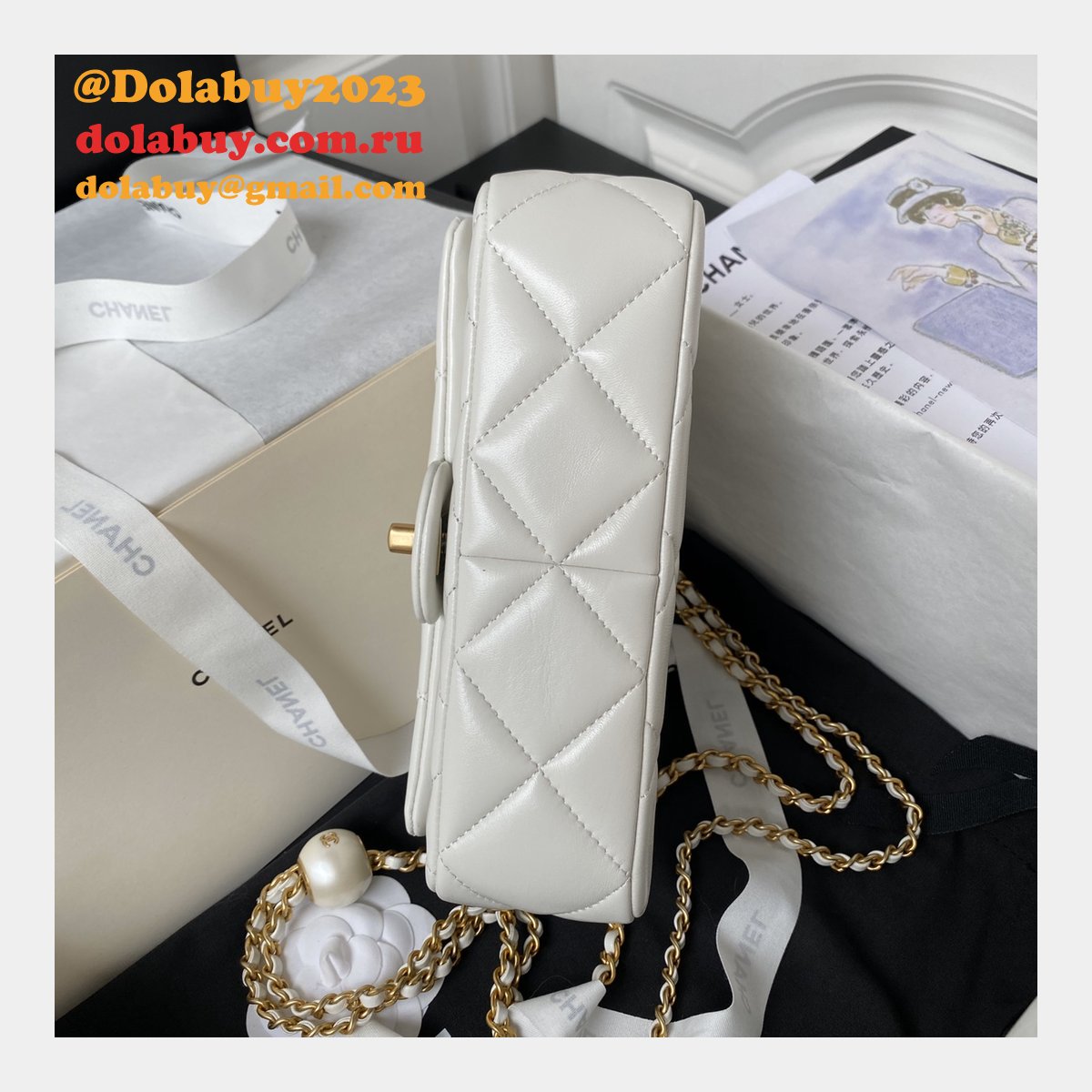 7 Star Imitation Pearls Small Flap AS4861 Luxury Fake Bag