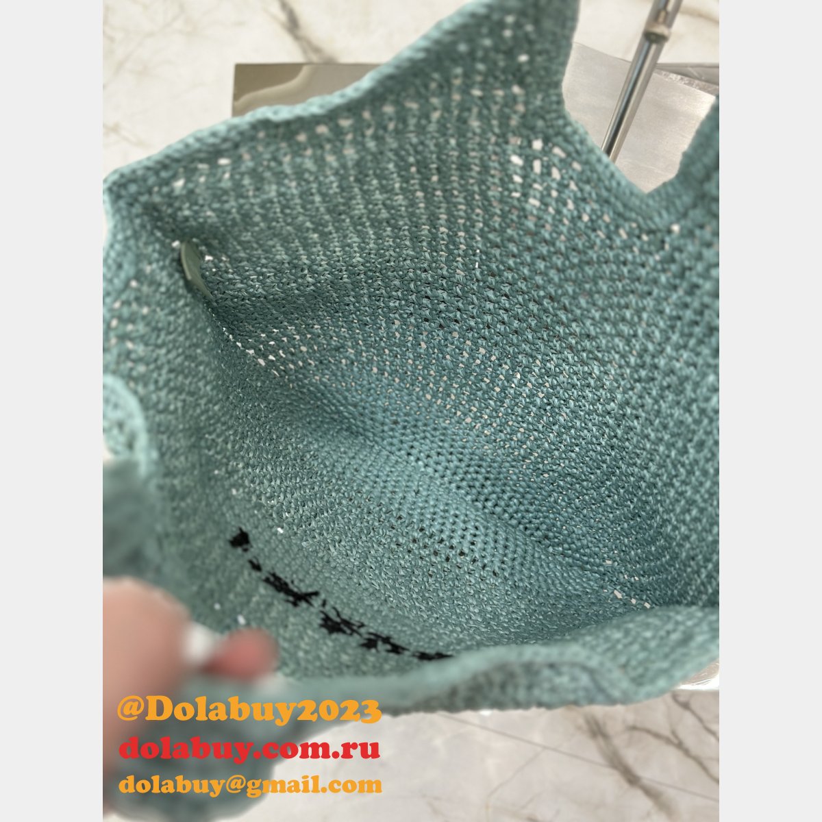 Duplicate prada raffia woven tote bag large 1BG424