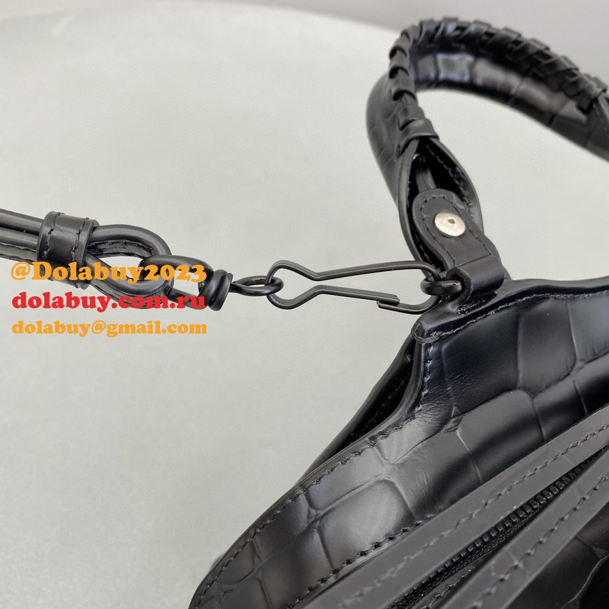 Top Quality Balenciaga cuag black crocodile bag