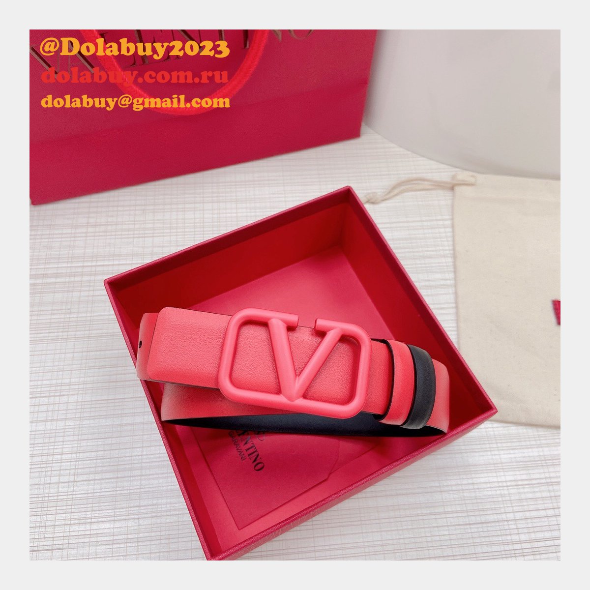 Wholesale Replica Valentino Black/Red Belts