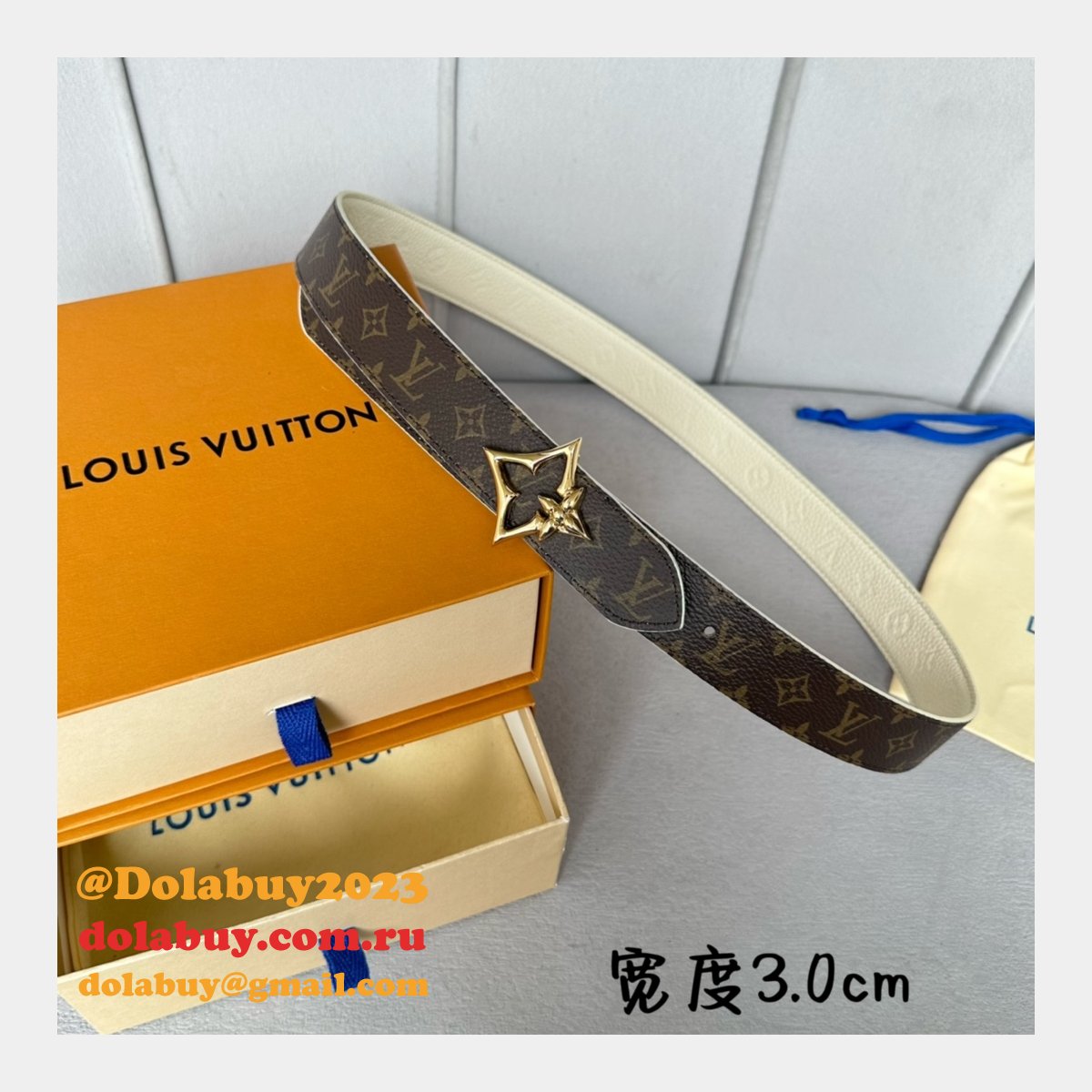 Cheap LV Flowergram 30mm Reversible Belt