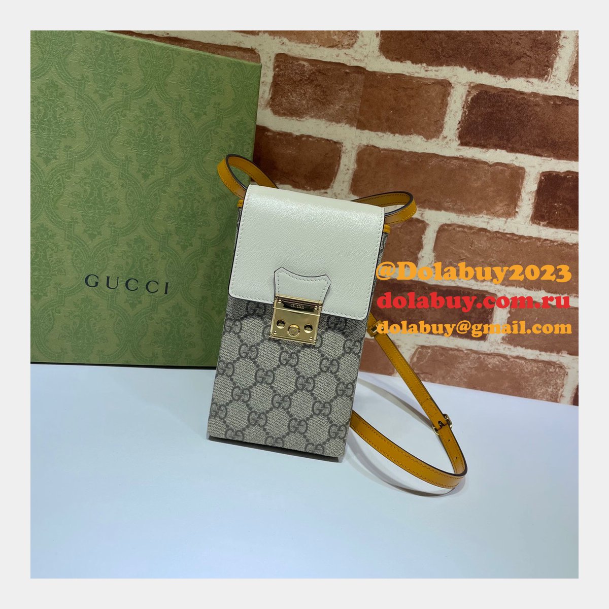 replica best G*u*i 658229 padlock mini bag in beige and ebony gg supreme