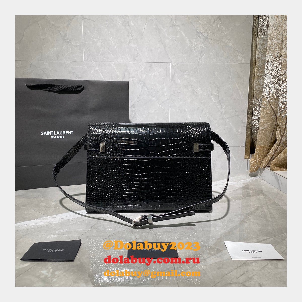 Luxury Saint Laurent Nano Manhattan Calfskin Silver Bag