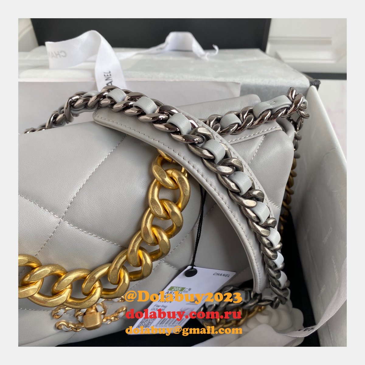 Top CC 19 Bags 2021 Light Grey 30CM