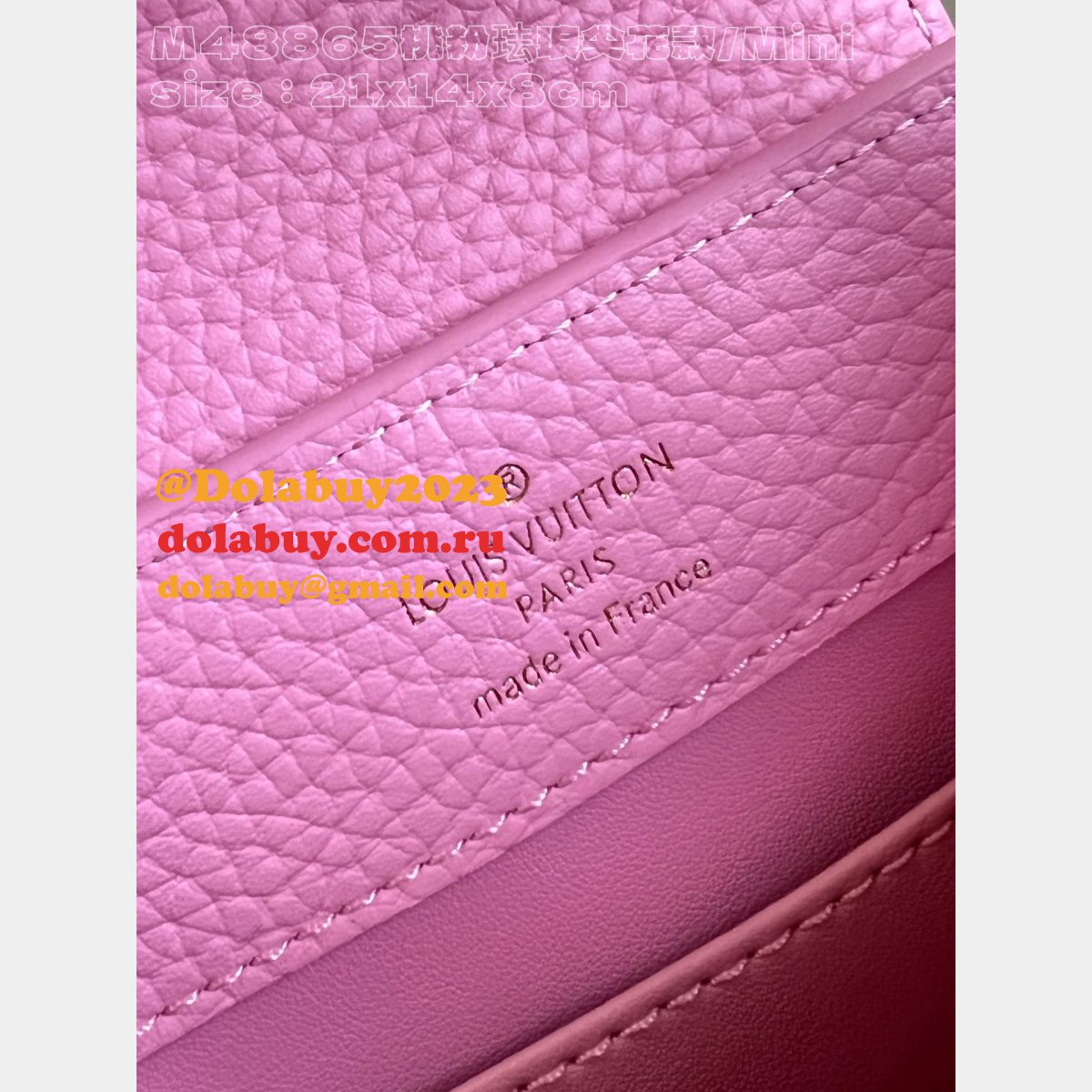 Best The Capucines Louis Vuitton Knockoff M48865 Peach Pink Enamel Tip Bag