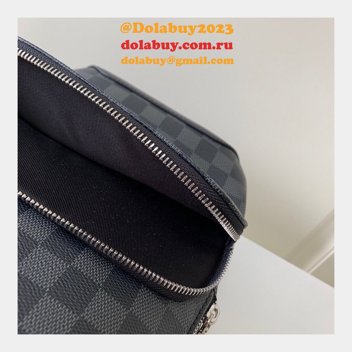 Louis Vuitton Replicas Avenue Sling Bag Damier Graphite Canvas N41719 Grey