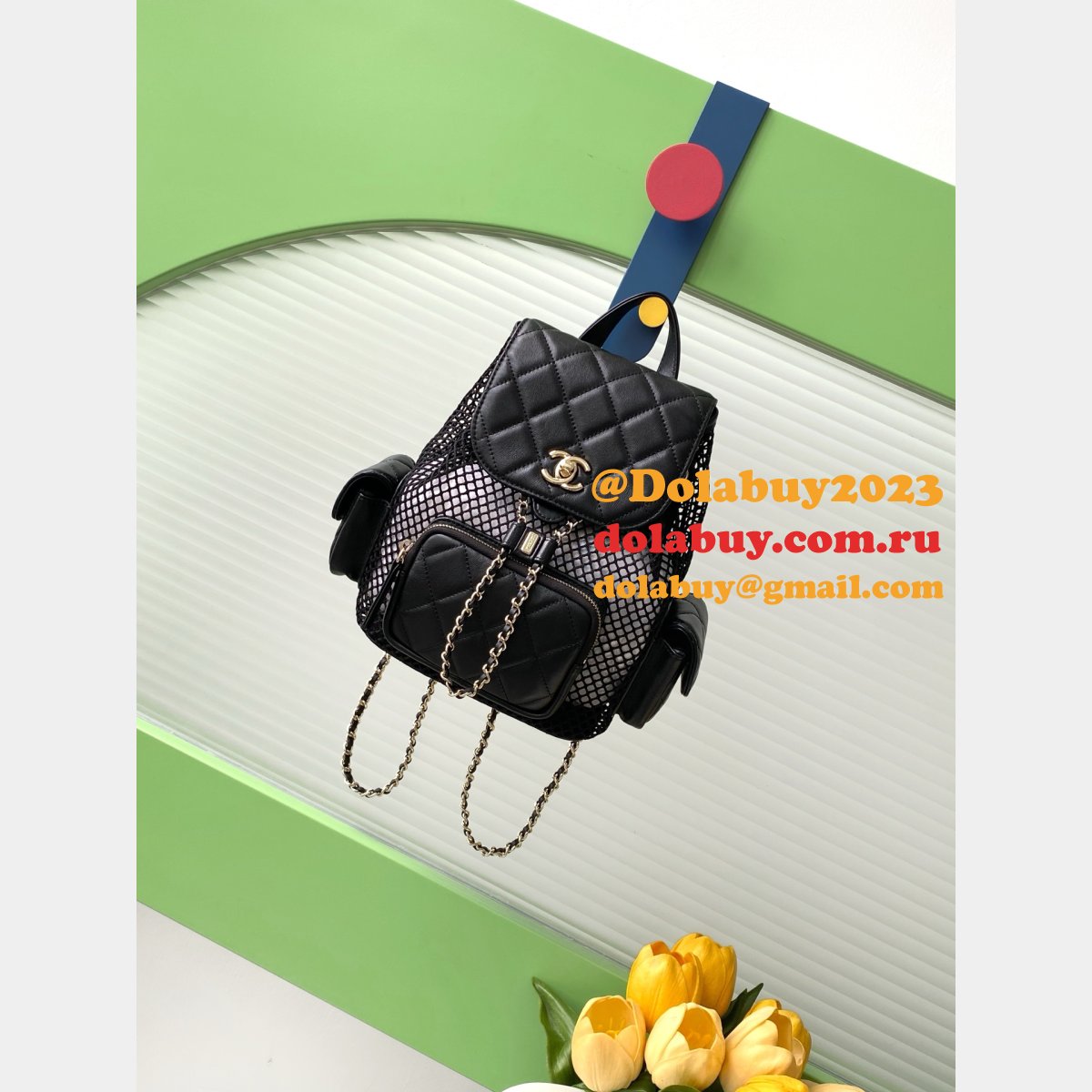 Replica Spring-Summer 2025 Backpack Mesh AS5484 Black Bag