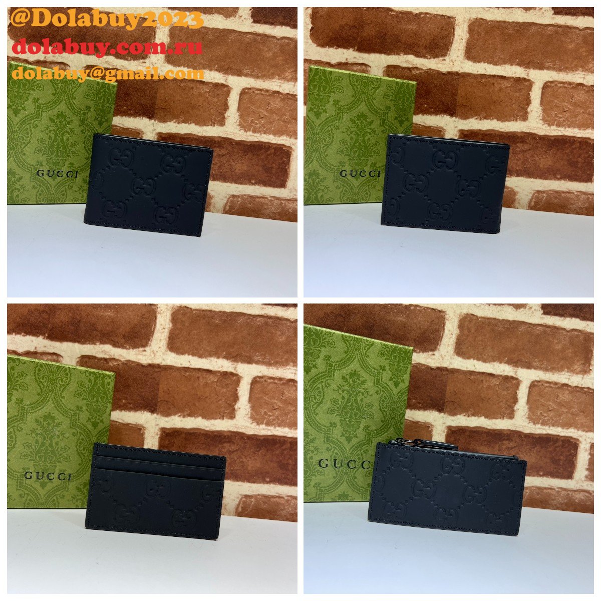 GG Replcia Gucci 771314/771315/780403 Rubber-effect Zip Card Case Wallet