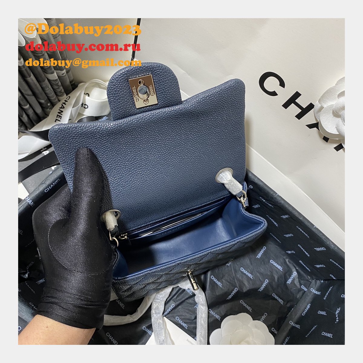 Perfect CC 17CM Classic Flap Caviar Leather Bag