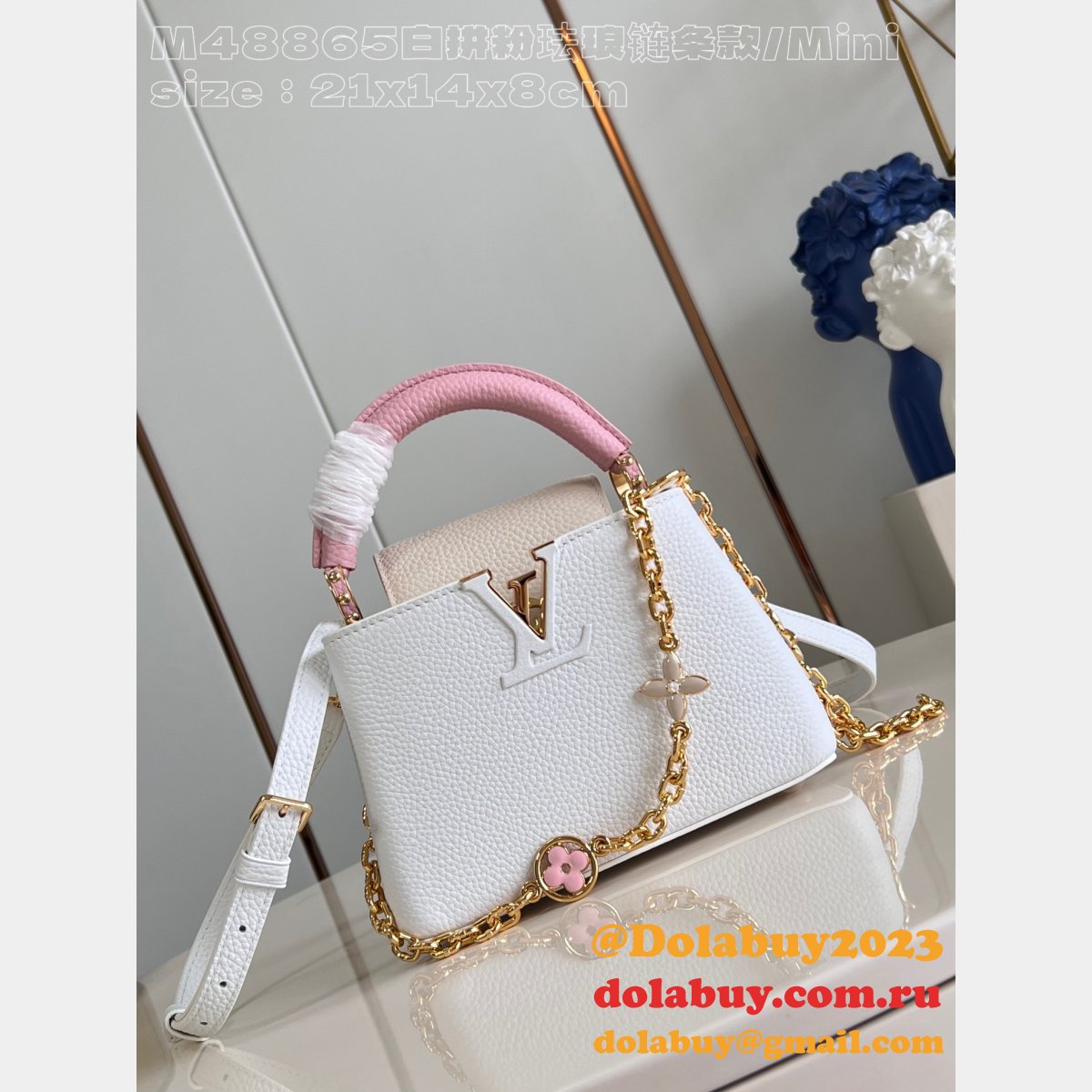 Replica 1:1 Mirror Louis Vuitton Capucines M48865 White Bags