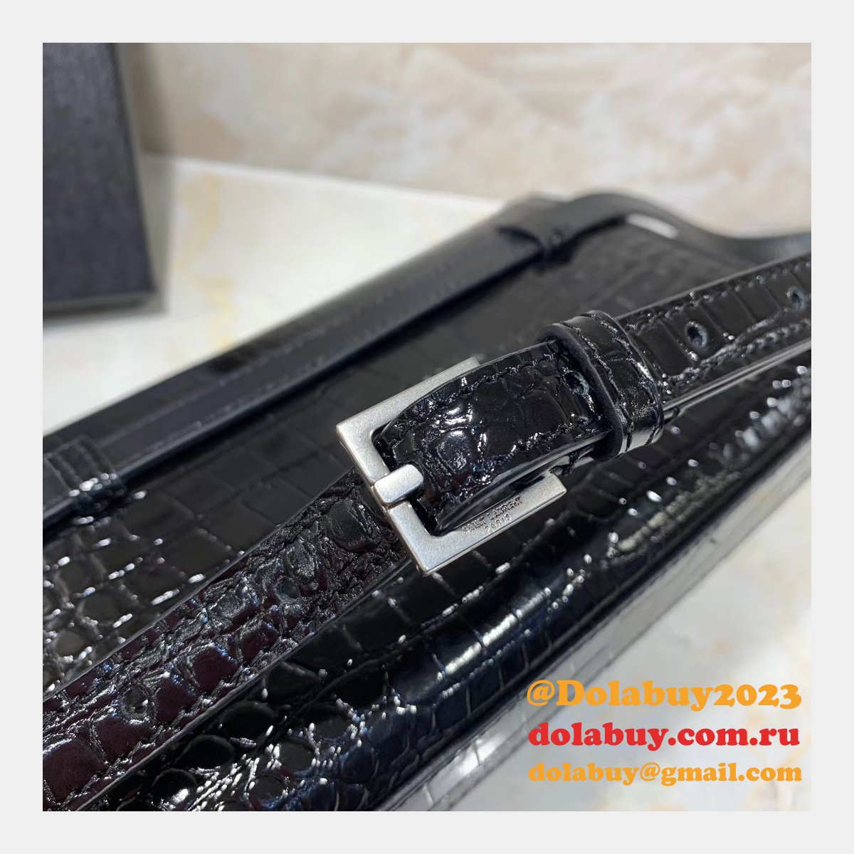 Replica black Saint Laurent YSL Monogram Logo Fanny Pack