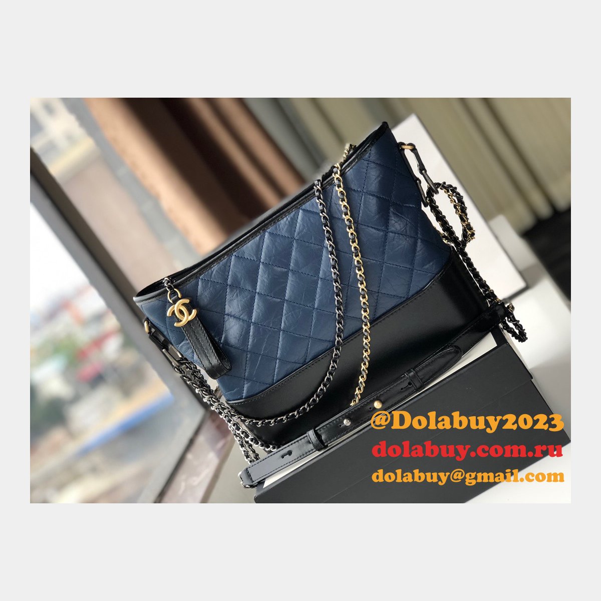 Best CC Gabrielle hobo bag 28cm Black Blue
