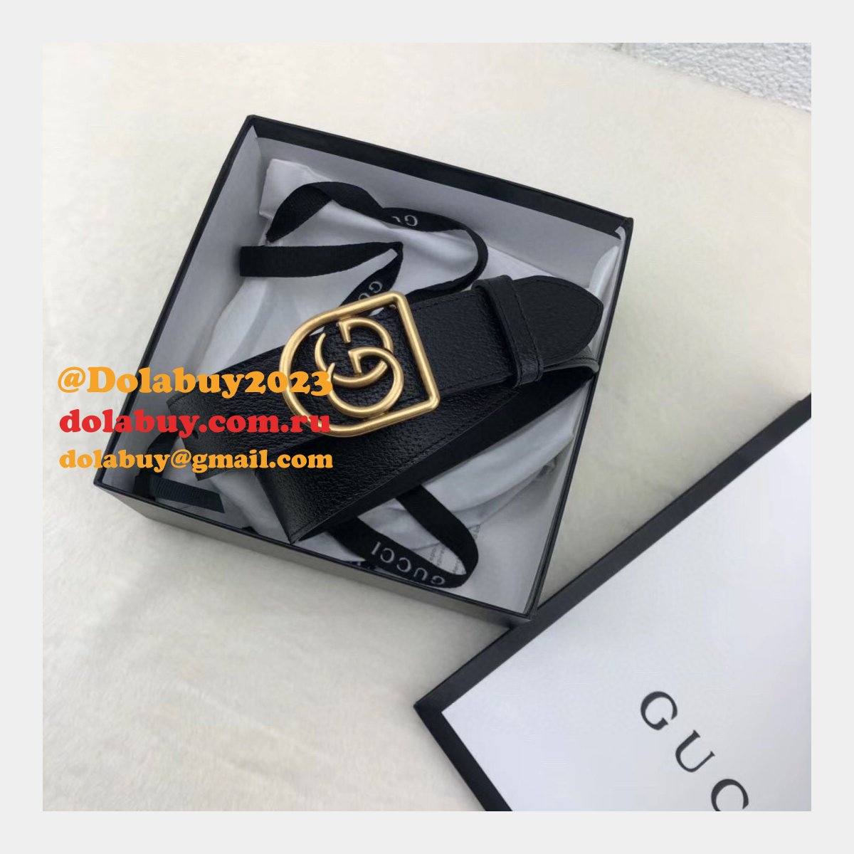 top quality G*u*i double g leather replica belt black