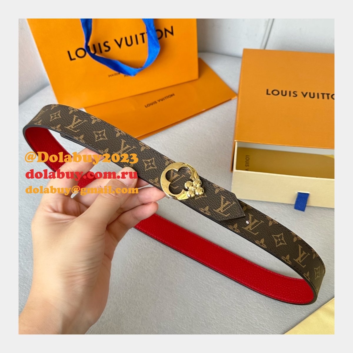 Designer LOUIS VUITTON Women Flowergram Belt 30MM