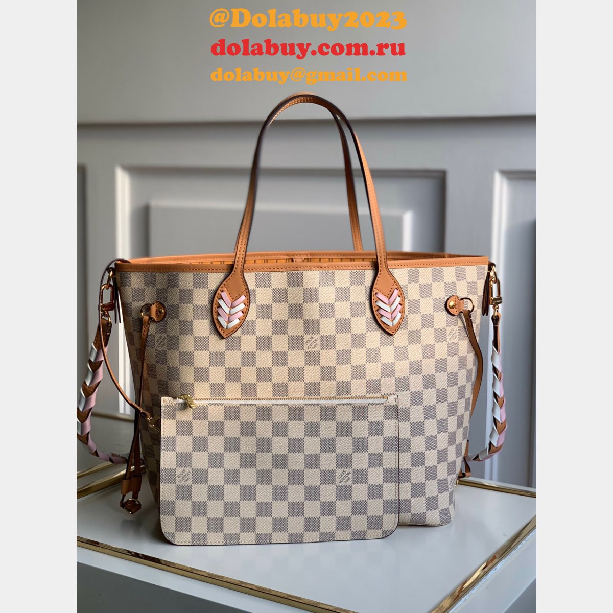 Louis Vuitton Knockoff UK Neverfull MM Damier Azur N50047 Handbags